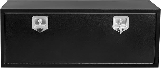 Heavy Duty Underbody Truck Tool Box - Black Steel Storage Tool Chest Organizer with Lock & Keys, Weather Resistant Secure Tool Storage for Pickup Truck Bed, RV, Trailer, Utility Vehicle