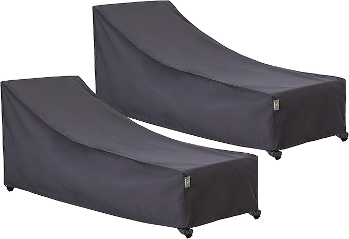 F&J Outdoors Patio Chaise Lounge Cover Waterproof UV Resistant Light Weight Outdoor Lounge Chair Covers, 66" Lx28 Wx40 H, Grey, 2-Pack