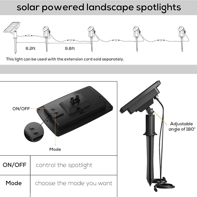 Solar Smart Bluetooth Landscape Spotlights 4 Pack, RGBW Landscape Light, Solar Spot Lights Outdoor, Solar Outdoor Uplights for Garden Trees Yard Landscape