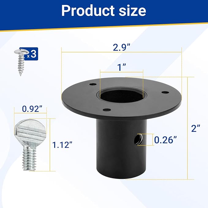 1202 Pole Mount Flange Compatible with Birds Choice, Suitable for 1-inch Poles, Bird Feeder Pole Mounting Flange, Black