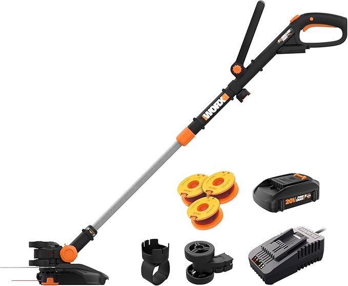 Worx 40V 17" Cordless Lawn Mower & 20V 12" String Trimmer/Edger/Mini-Mower Bundle with Batteries & Chargers