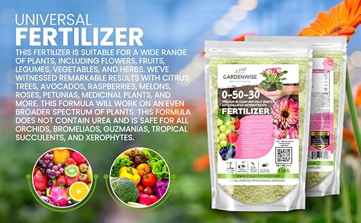 GARDENWISE 0-50-30 Universal Premium Bud and Bloom Booster Increases Flowering & Yield, for Use in Soil and Hydroponics, Super Concentrated Flower Fuel (2 LBS)
