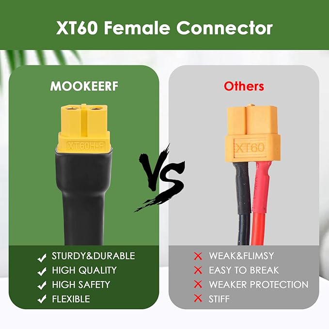 MOOKEERF Solar to XT60 Extension Cable 10AWG 100FT Solar Connector to XT60 Adapter Cable for Solar Panel to Portable Power Station Solar Generator Battery Pack