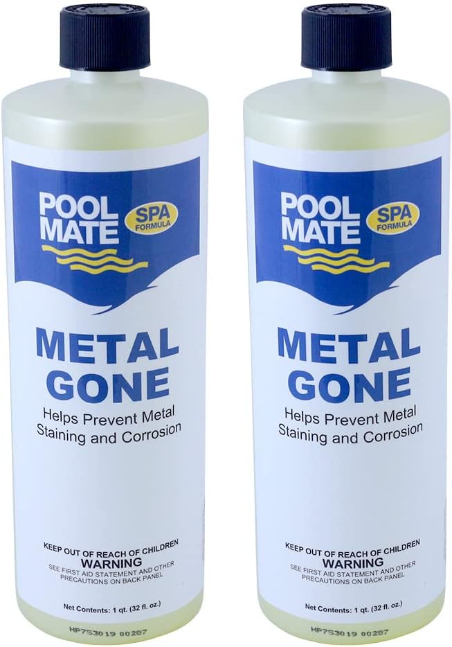 Pool Mate 1-Quart 2-Pack Metal Gone for Hot Tubs, Prevents Metal Staining, Made in USA
