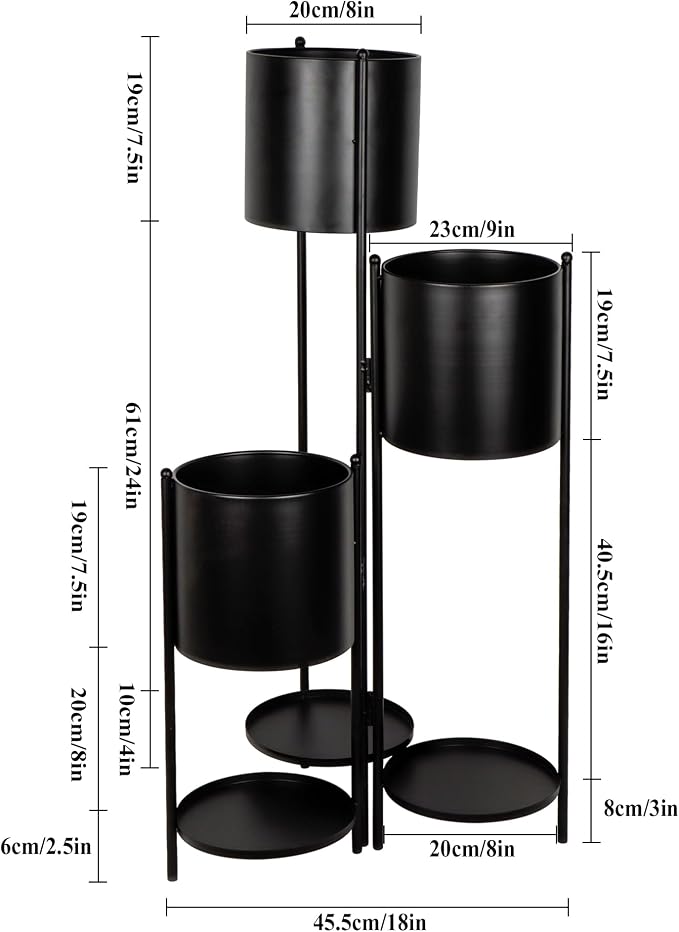 TRIROCKS 35.5'' High Metal Plant Stand 6 Tier 6 Potted Indoor Flower Pot Stand Holder Shelf Outdoor Foldable Decorative Storage Shelf Rack for Multiple Potted Plants Patio Garden Living Room Corner(Black)