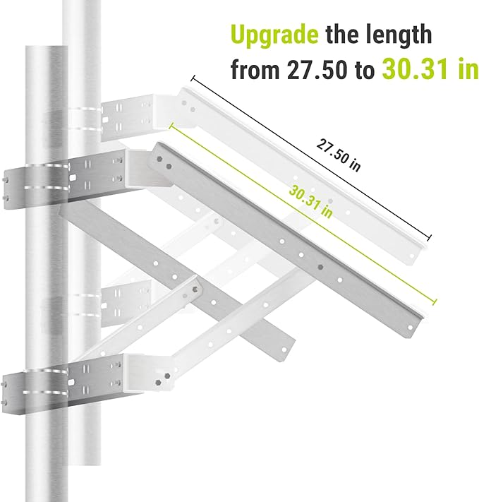 Newpowa Solar Mounting Bracket Universal Double Arm for Pole/Wall Installation Designed for 100-220w Solar Panel Width Length Up to 30.31inch Tilt Angle from 0°-90°