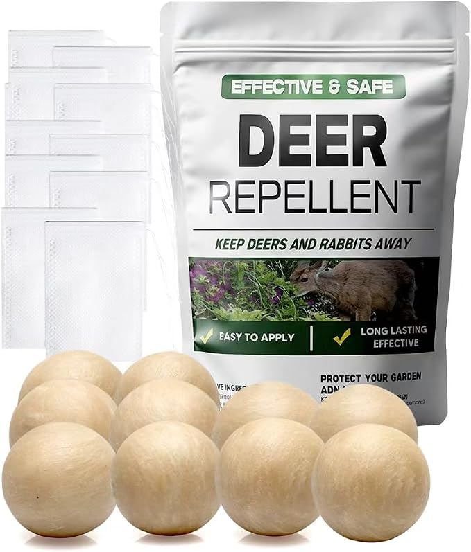 Deer Repellent Outdoor, Rabbits Repellent for Garden, Bunny Repellent, Deer Deterrent for Plants, Keeps Deer & Rabbit Away from Yard, Lasting for 2 Months, Safe for Humans & Pets-10 Pack