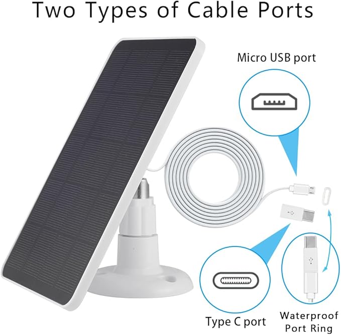 Solar Panel Compatible with SimpliSafe Outdoor Camera Series 2 Wireless, 4W 5V Solar Panel with 10ft Charging Cable for Outdoor Battery Powered Security Camera with Wall Mount（Not Include Camera）