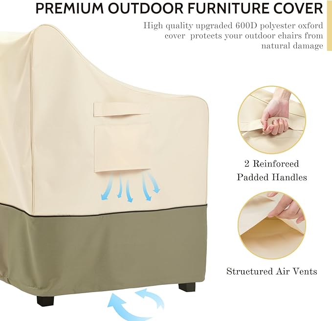 COSFLY Patio Furniture Covers Waterproof, Outdoor Chair Covers 1 Pack Heavy Duty - Fits up to 29W x 30D x36H Inches (1 Pack)