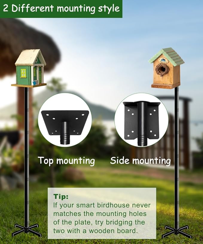 75 Inch Bird House Pole Mount Kit, Adjustable Heavy Duty Bird Feeder Pole for Outdoors, Universal Mounting Post Set with 5-Prong Base, Black, 1 Pack