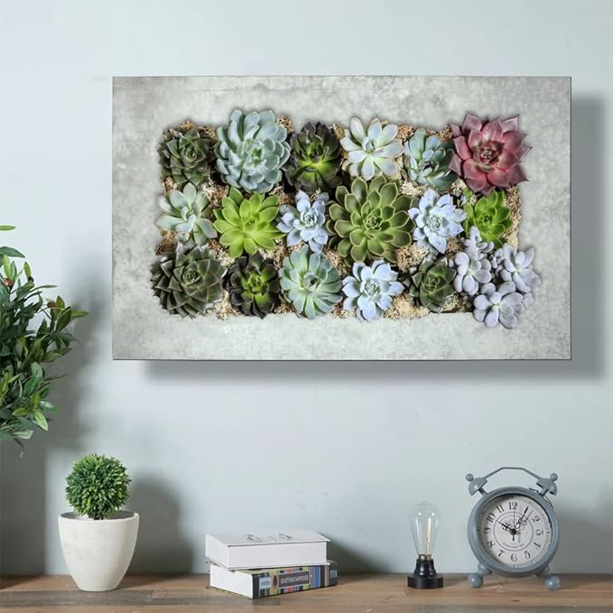 Modern Home Living Wall Galvanized Steel/Zinc Succulent Planter, Wall Mounted Garden Pocket Planter (Horizontal 18 Pocket, Aged Zinc)