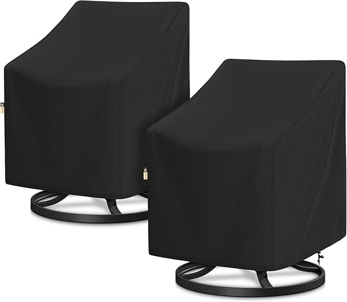 Arcedo Patio Chair Covers Waterproof 2 Pack, Outdoor Lawn Arm Lounge Chair Cover for Outdoor Furniture All Weather Protection - 33" W x 35" D x 36" H, Black