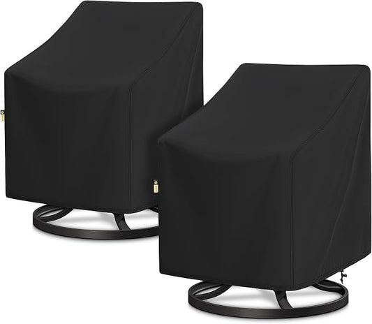 Arcedo Patio Chair Covers Waterproof 2 Pack, Outdoor Lawn Arm Lounge Chair Cover for Outdoor Furniture All Weather Protection - 33" W x 35" D x 36" H, Black