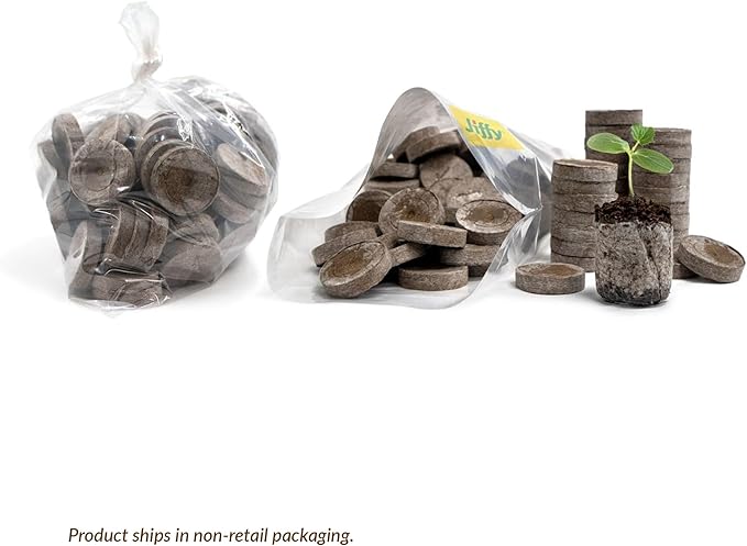 Jiffy Peat Soil Pellets Seed Starter Plugs - for Indoor Planting, Seedlings - 36 mm - Peat - 200 Count