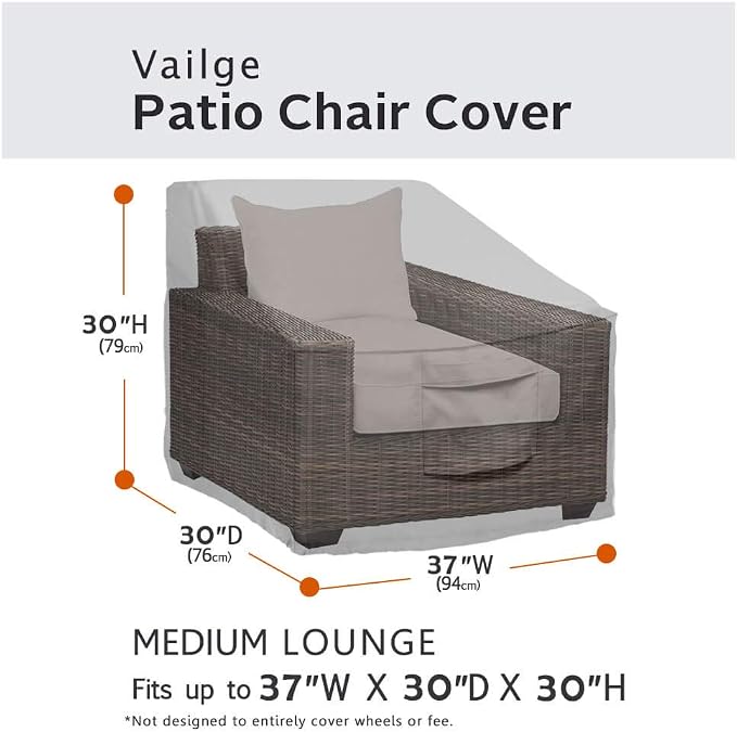 Vailge Patio Chair Covers, Lounge Deep Seat Cover, Heavy Duty and Waterproof Outdoor Lawn Patio Furniture Covers (4 Pack - Small, Grey)