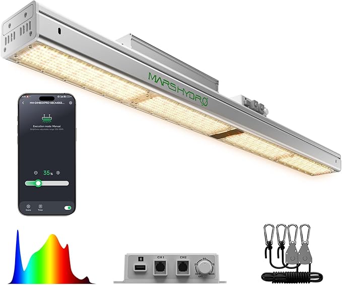 MARS HYDRO SP3000 2x4 Grow Lights for Indoor Plants,Greenhouse Lights,Full Spectrum,Dimmable,Remote WiFi App Control,Daisy Chain Light for Greenhouse Farming Seedling Veg and Bloom for 4x2 Grow Tent