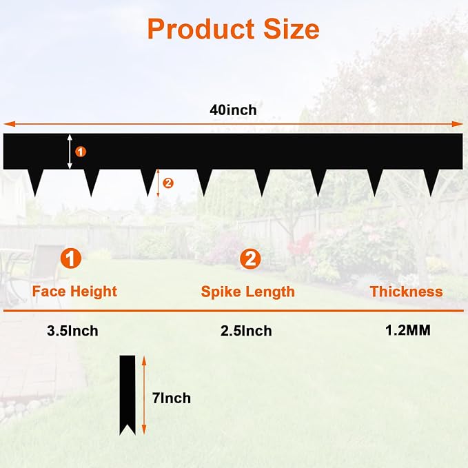 40" L X 6" H Metal Landscape Edging, 10 Pack Heavy Duty Galvanized Steel Garden Edging, Hammer-in Metal Edging for Landscaping for Lawn, Pathway, Yard