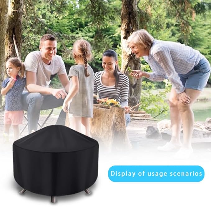 Round Fire Pit Cover for 22-32 Inch Firepit, Heavy Duty Outdoor Patio Fireplace Covers - Waterproof Dustproof Anti UV and Tear Resistant