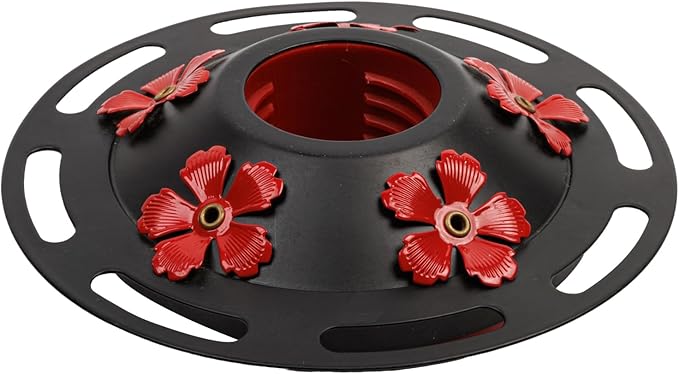 WOSIBO Hummingbird Feeder Replacement Bottom Base Replacement Part Includes Red Plastic Base Metal Top and Brushes (Black Circle)