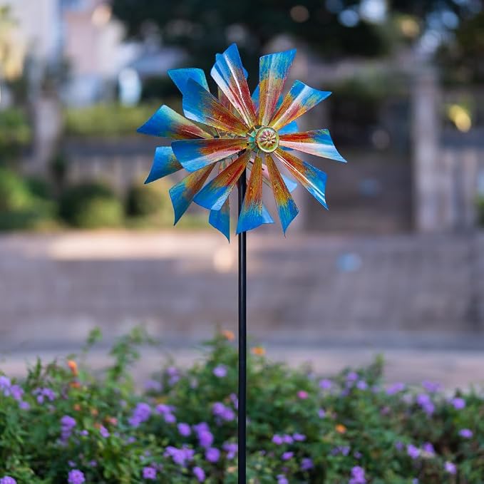 Stargarden 12.8" Outdoor Wind Spinner, Colorful Kinetic Metal Wind Spinners, Metal Yard Art for Garden Yard Patio