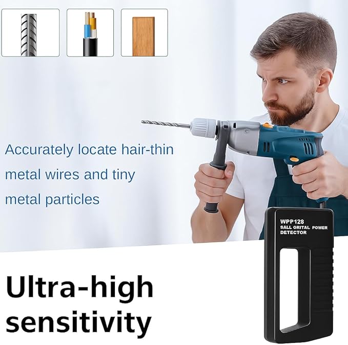 WPP123 Wall Scanner & Metal Detector – High-Sensitivity Stud Finder with Adjustable Alert – Detects Pipes, Wires & Studs – DIY & Professional Multifunction Tool – Durable Plastic (Black)