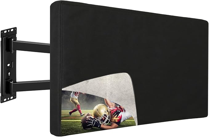 FORGING MOUNT Outdoor TV Cover 80-85 inch with Zipper,Weatherproof Cover Size 78" W x 46" H Waterproof for Outside Flat Screen TVs, Soft Non Scratch Interior,600D Thick Fabric Protector - Black