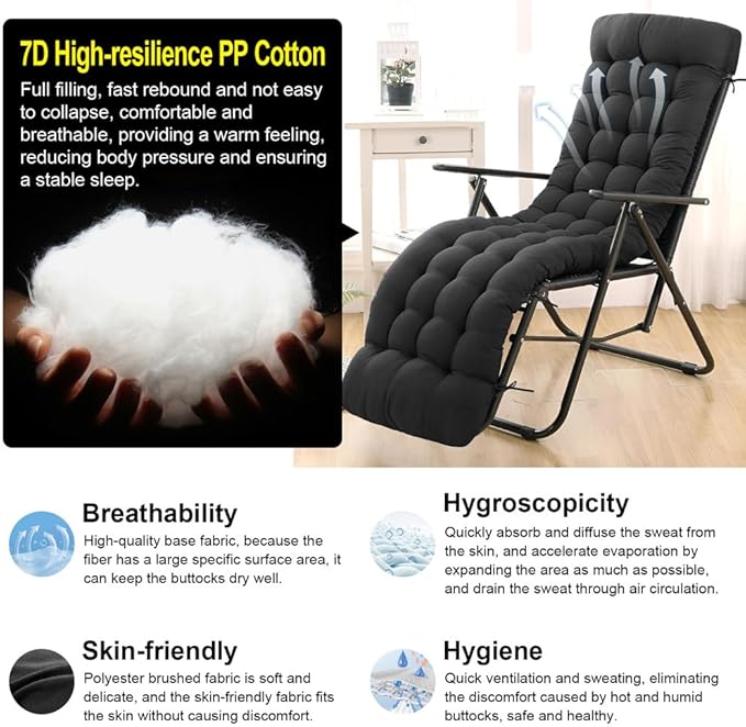 ERWUDEling Lounge Chair Cushion for Outdoor Furniture – Zero Gravity Chair Cushion Replacement, Oversized Waterproof Patio Cushion for Chaise Lounge, Indoor Lounger Chair, Replacement Cushion Only