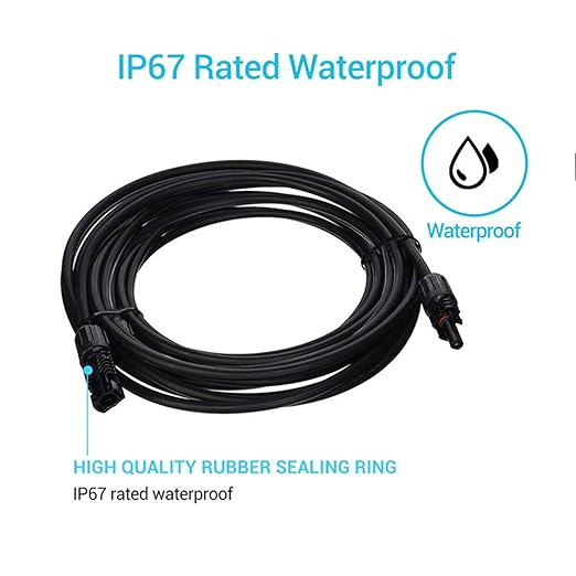 Renogy Solar Panel Extension Cable with Female and Male Connector Waterproof Wire Adaptor, 1.5Ft 12AWG, 1 Piece, Black