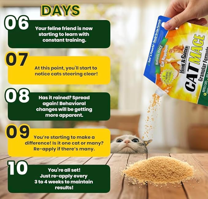 Nature's Mace Cat Mace, 22lb, Cat Repellent Granular Outdoor to Keep Cats Away, for Yard, Garden, Plants, Anti Cat Pee Deterrent, Training Tool, Animal Repellent, Safe Around People, Pets, Plants