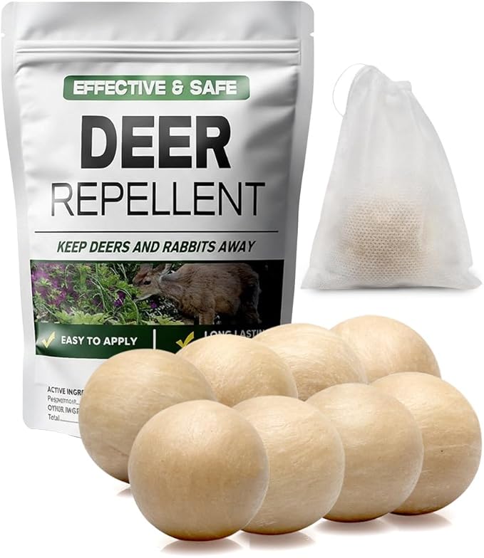Deer Repellent, Deer & Rabbit Repellent for Plants, Deer Deterrent for Garden and Yard, Rabbit Repellant Outdoor, Keep Deers Away from Trees, Long-Lasting 2 Months Protection-8 Pack