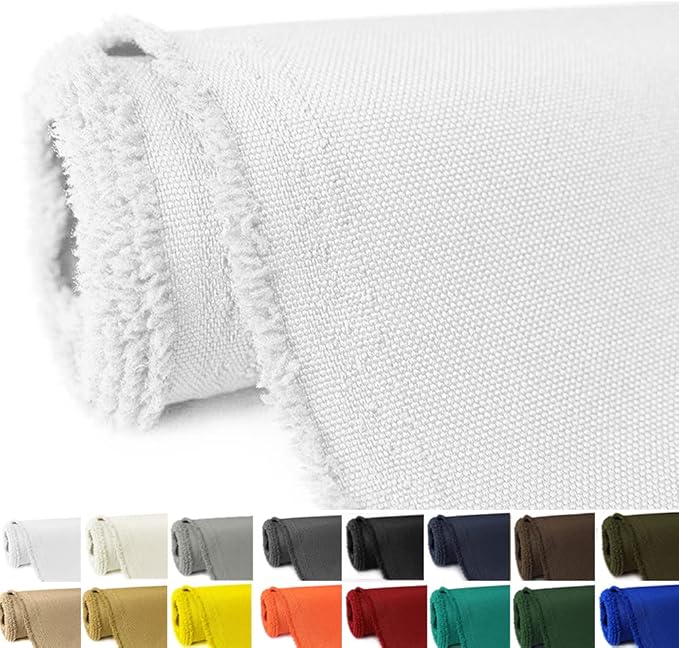 Waterproof Canvas Fabric by The Yard 58" W 600D Upholstery Polyester Material Indoor Outdoor Water Resistant Fabric for Chair Cushion Furniture Cover Sewing DIY Cloth, 2 Yards White