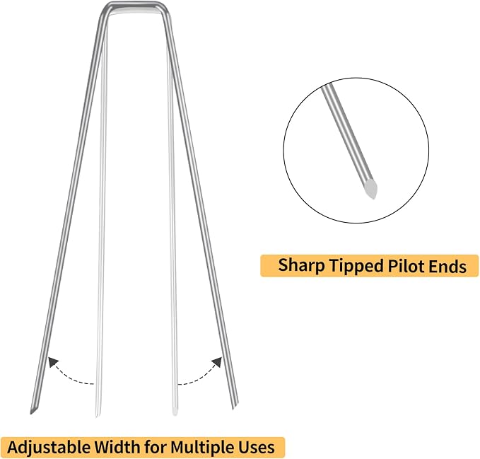 Whonline 560pcs 6 Inch Landscape Staples, Garden Staples Galvanized 11 Gauge U-Shaped Landscape Pins Ground Garden Fence Stakes Tent Yard Lawn Staples for Landscaping Fabric Irrigation Tubing