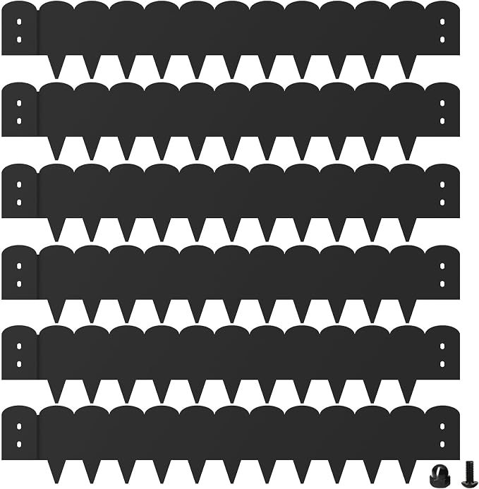 Black Steel Landscape Edging 20FT Kit – Metal Garden Edging with Scalloped Design, 10 Inch Galvanized Lawn Edging for Raised Garden Beds & Flower Bed Borders