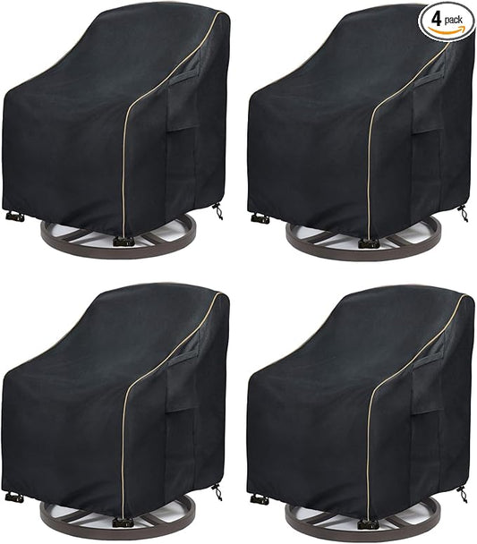 Patio Swivel Chair Cover 4 Pack,Waterproof Heavy Duty Outdoor Chair Covers,Outdoor Swivel Chair Cover for Patio Furniture Covers(30W x 34D x 36H inches),Black