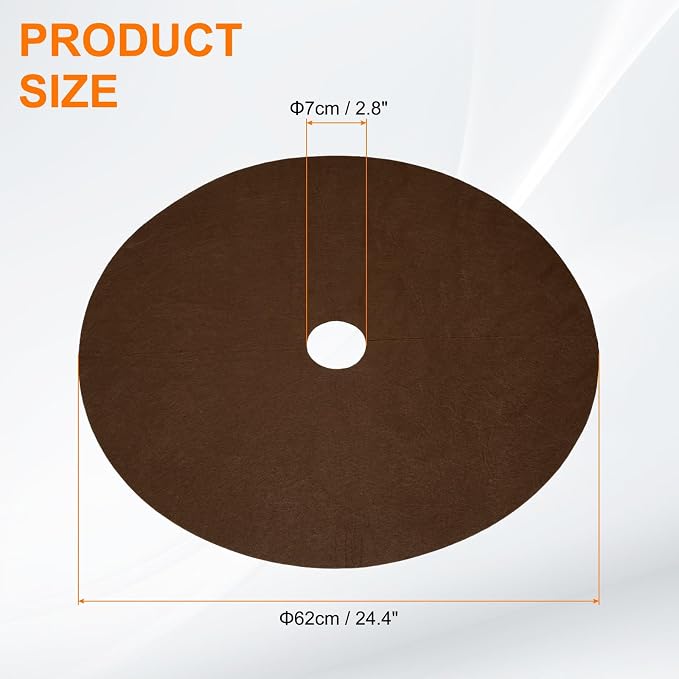 HARFINGTON 6pcs Tree Mulch Ring 24.4 Inch Non-Woven Round Tree Protector Weed Barrier Mat Plant Cover Rings for Weed Grass Control Root Protection, Brown