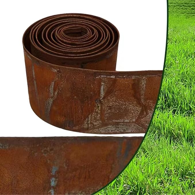 Metal Landscape Edging,5.5Inch x 33FT Garden Edging for Flower Bed,Lawn and Landscape Border (Rusted, 5.5 Inch × 33FT)