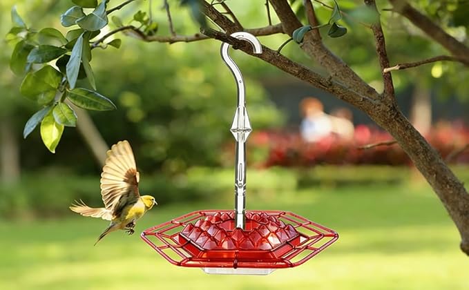 Hummingbird Feeder for Outdoors Hanging,Easy to Clean and Refill,Ant Proof No Leak,with 30 Feeding Ports Saucer Humming Bird Feeder Hummingbird feeders for Window (Red 1)