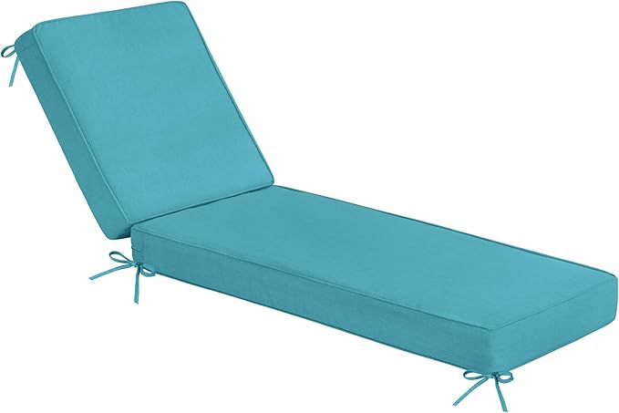 Sundale Outdoor Olefin Chaise Lounge Cushion, Water-Resistant Patio Lounge Chair Cushion, Thick Lounger Pad with 4 Straps Teal, 80 x 26 x 4 Inches