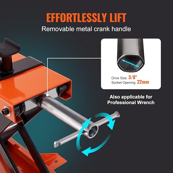 VEVOR Motorcycle Lift, 1100 LBS Motorcycle Center Scissor Lift Jack with Saddle & Safety Pin, Steel Motorcycle Jack Hoist Stand for Street Bikes, Cruiser Bikes, Touring Motorcycles