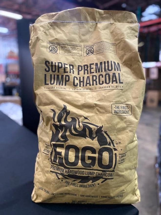 FOGO Premium Hardwood Lump Charcoal, Natural Large Sized Lump Charcoal, 17.6 Pound Bag and FOGO Barrel Proof Bourbon Barrel Blocks, 2 Pound Resealable Bag, Bundle