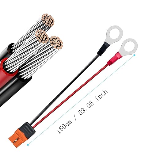 XT60i to O Ring Terminal Cable，More Than 8A，12AWG Extension Cable XT60i Female to O Ring Connector XT60i-f Compatible with Lipo Batterie (1.5M/5FT)