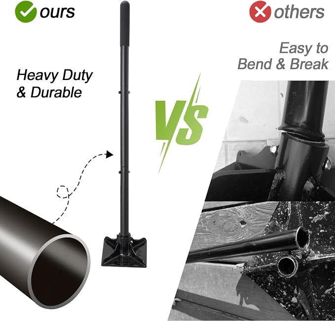 Tamper Tool Heavy Duty, 8x8 Inch Hand Steel Tamper Tool with 59 Inch Handle, Garden Ground Tamper for Leveling Soil, Gravel, Asphalt, Driveway