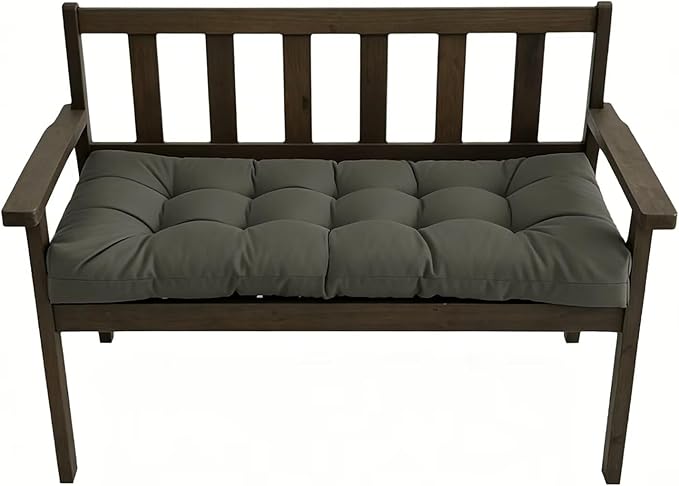 40x20in Waterproof Bench Cushions for Outdoor Furniture Tufted Swing Loveseat Seat Cushions Porch Swing Pad Dark Grey