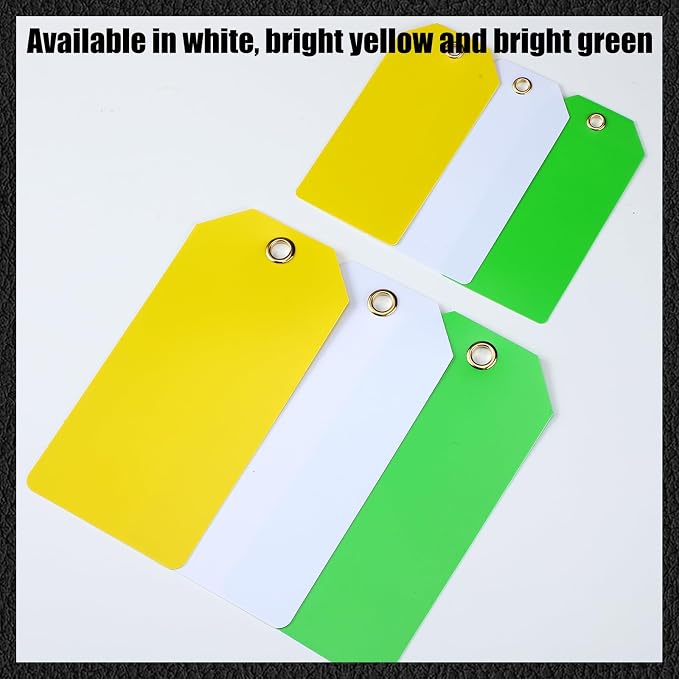 Thyle 500 Pcs Blank Plastic Shipping Tags with Wire Waterproof Labeling Hang Tags with String and Holes for Luggage Inventory Name Price Clothing Bag(2" x 4",White)