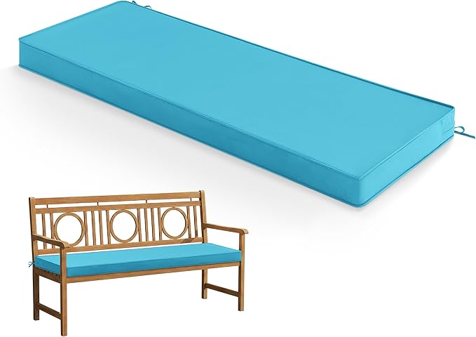 Summsun Outdoor Bench Cushion: Waterproof and Fade Resistant Patio Furniture Cushions - Non-Slip Bench Pad Cushion with Removable Cover for Garden Swing Porch Sofa Settee, 42 x 18 Inch, Teal