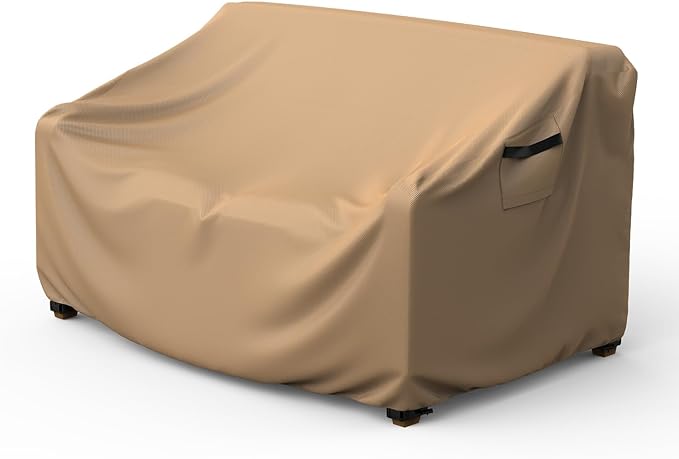 Heavy Duty Patio Sofa Cover, Mrrihand 3-Seater Outdoor Sofa Loveseat Cover, Outdoor Patio Furniture Cover with Air Vent and Handles, 78" W×42" D×32" H, Brown