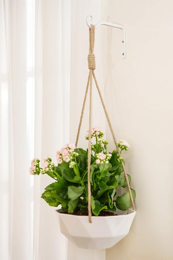 Mkono Hanging Plant Bracket and 7.5 Inch Hanging Planters Set, Hanging Baskets Flower Pot Holders with Hooks