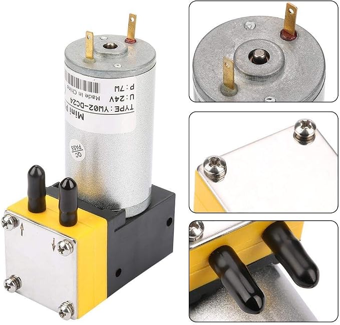 Diaphragm Mechanism, Diaphragm Pump Mini Diaphragm Air Compressor 24V 0.4-1L/min Miniature Diaphragm Pump Vacuum Pump for Air/Liquid