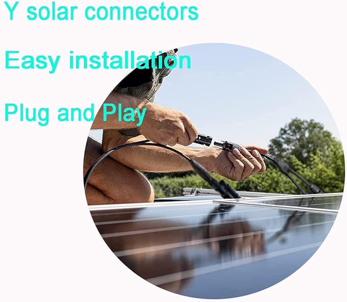 Y Solar Connector 1 to 4 Solar Y Branch Parallel Cable,Solar 1-4 Male Female Connector Adapter,10AWG 45A,Waterproof IP68 30CM Cable,for Solar Panels,Solar Cells,1 Pair(Y 1-4)