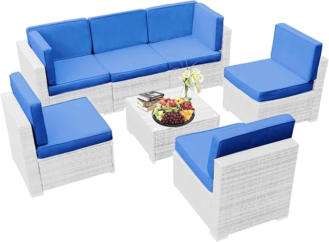 14Pieces Patio Cushion Covers Replacement Outdoor Couch Cushions Covers Splashproof Sofa Slipcovers Set with Zippers,Patio Furniture Protector Cover Only(Blue, 23.6×23.6×3.35 inches)